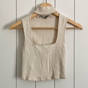 Zara Mock Neck Sleeveless Crop Top